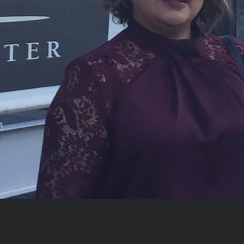 Red wine blouse lace sleeves